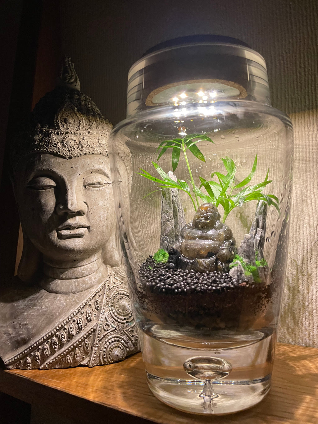 Black Crystal Buddha LED Terrarium