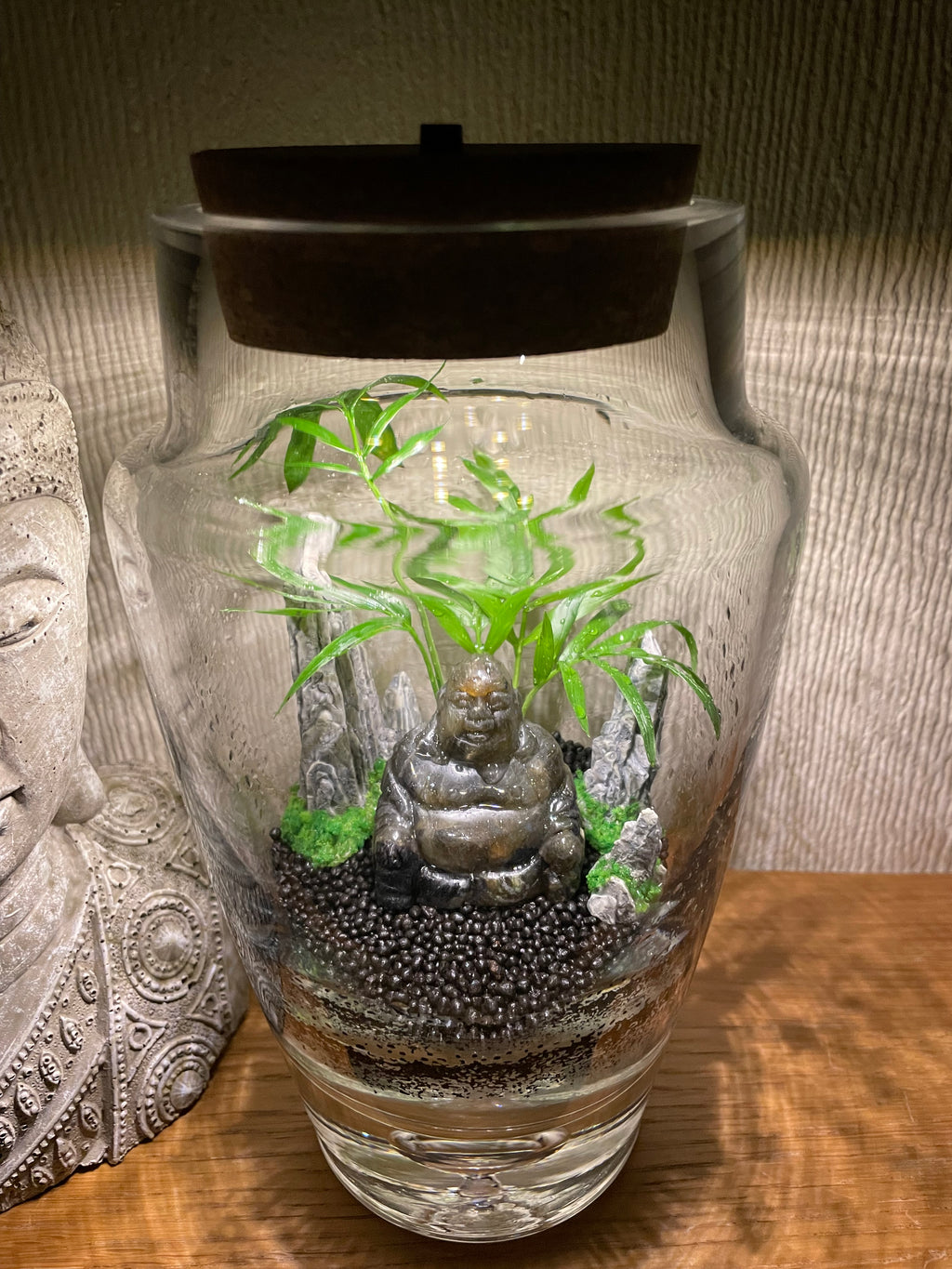 Black Crystal Buddha LED Terrarium